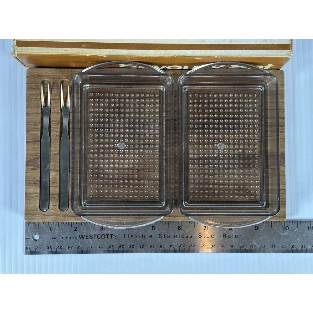 Vintage‎ Genuine Burma Teak Serving Set 5 Piece Made In Denmark Savoury Set NIB
